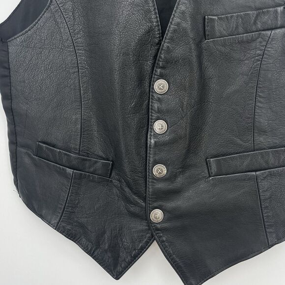 Paris Dakar Size 48 Genuine Leather Moto Vest Black Classic Perfect Fit - Picture 2 of 5